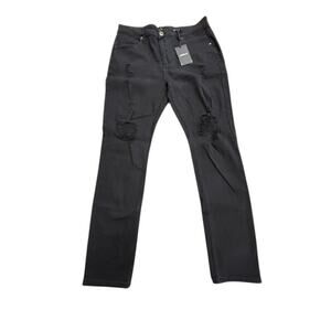 NWT!! "ABSECAI" SZ 36 Distressed Straight Leg/Skinny Jean Skateboarder Stretch